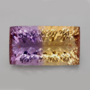 11.79 ct Bi-color Ametrine Gemstone, Ametrine Gem in Baguette Concave Cut Shape for Sale.