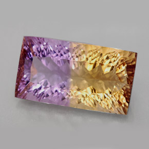 11.79 ct Bi-color Ametrine Stone, Natural Ametrine in Baguette Concave Cut Shape for Sale