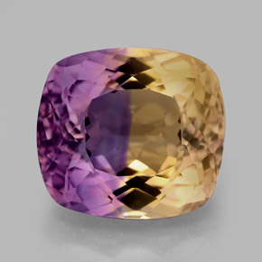 10.08 ct Bi-color Ametrine Gemstone, Ametrine Gem in Cushion-Cut Shape for Sale.