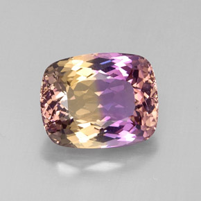 11.72 ct Bi-color Ametrine Gemstone, Ametrine Gem in Cushion-Cut Shape for Sale.