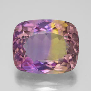 10.47 ct Bi-color Ametrine Gemstone, Ametrine Gem in Cushion-Cut Shape for Sale.
