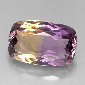 10.66 ct Bi-color Ametrine Gemstone, Ametrine Gem in Cushion-Cut Shape for Sale.