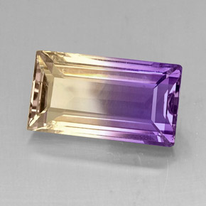13.25 ct Bi-color Ametrine Stone, Natural Ametrine in Baguette Facet Shape for Sale