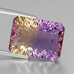 12.54 ct Bi-color Ametrine Gemstone, Ametrine Gem in Octagon Concave Cut Shape for Sale.