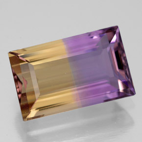 5.51 ct Bi-color Ametrine Gemstone, Ametrine Gem in Baguette Facet Shape for Sale.