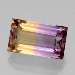 4.34 ct Bi-color Ametrine Gemstone, Ametrine Gem in Baguette Facet Shape for Sale.