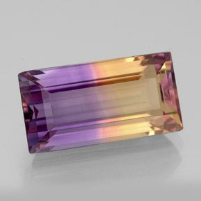 7.46 ct Bi-color Ametrine Gemstone, Ametrine Gem in Baguette Facet Shape for Sale.