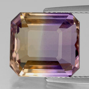 7.02 ct Bi-color Ametrine Gemstone, Ametrine Gem in Octagon Facet Shape for Sale.