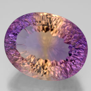 17.43 ct Bi-color Ametrine Stone, Natural Ametrine in Oval Concave Cut Shape for Sale