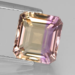 3.33 ct Bi-color Ametrine Gemstone, Ametrine Gem in Octagon Facet Shape for Sale.