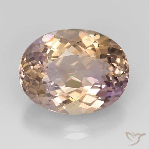 12.07 ct Bi-color Ametrine, 17.4 x 13.6 mm Oval Portuguese Cut From Bolivia, Photo A