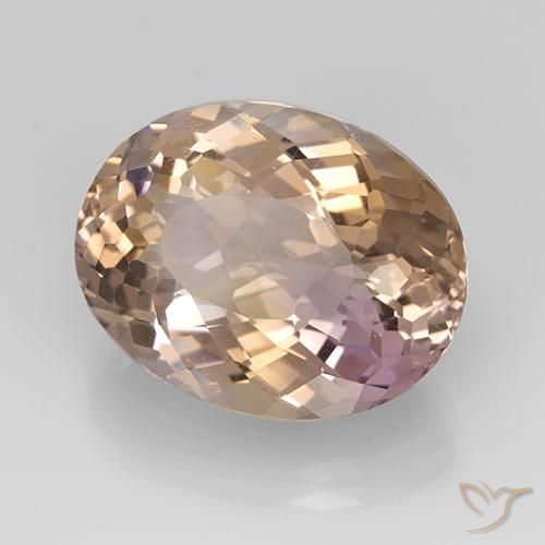 12.07 ct Bi-color Ametrine Stone, Natural Ametrine in Oval Portuguese-Cut Shape for Sale