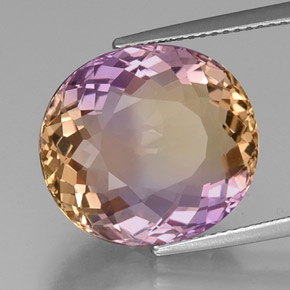 13.25 ct Bi-color Ametrine Stone, Natural Ametrine in Oval Facet Shape for Sale