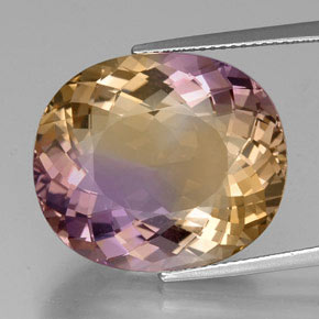 22.00 ct Bi-color Ametrine Gemstone, Ametrine Gem in Oval Portuguese-Cut Shape for Sale.