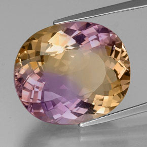 22.00 ct Bi-color Ametrine Stone, Natural Ametrine in Oval Portuguese-Cut Shape for Sale