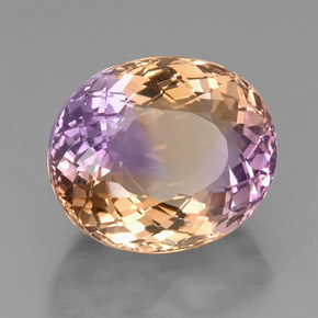 16.82 ct Bi-color Ametrine Stone, Natural Ametrine in Oval Portuguese-Cut Shape for Sale