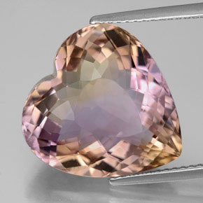 12.34 ct Bi-color Ametrine Gemstone, Ametrine Gem in Heart Facet Shape for Sale.