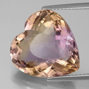 12.34 ct Bi-color Ametrine Stone, Natural Ametrine in Heart Facet Shape for Sale