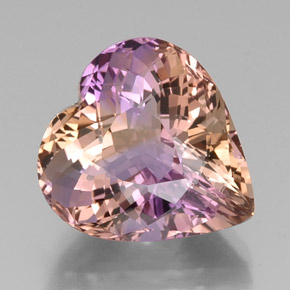 14.43 ct Bi-color Ametrine Gemstone, Ametrine Gem in Heart Facet Shape for Sale.