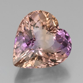 14.43 ct Bi-color Ametrine Stone, Natural Ametrine in Heart Facet Shape for Sale
