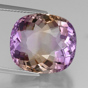 16.02 ct Bi-color Ametrine Stone, Natural Ametrine in Cushion-Cut Shape for Sale