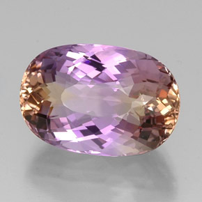 16.93 ct Bi-color Ametrine Stone, Natural Ametrine in Oval Portuguese-Cut Shape for Sale