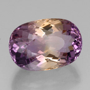 19.00 ct Bi-color Ametrine Stone, Natural Ametrine in Oval Portuguese-Cut Shape for Sale