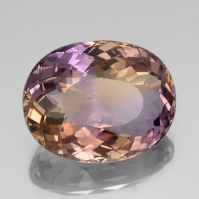 21.60 ct Bi-color Ametrine Stone, Natural Ametrine in Oval Portuguese-Cut Shape for Sale