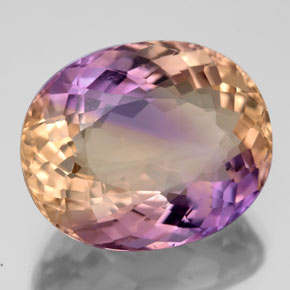12.15 ct Bi-color Ametrine Stone, Natural Ametrine in Oval Portuguese-Cut Shape for Sale