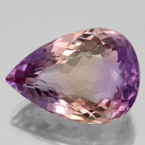 15.99 ct Bi-color Ametrine Stone, Natural Ametrine in Pear Facet Shape for Sale