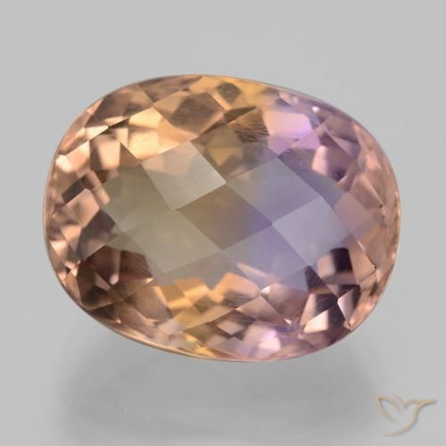 15,54ct Ovale checkerboard bicolore Ametrine dalla Bolivia, Dimension 17,7 x 13,9mm, Natural non trattati Gemstone, VVS Clarity, 1 piece Ametrine in Bi-Colore Color, Mohs Hardness of 7 adatto per gioielli da indossare ogni giorno, Photo A