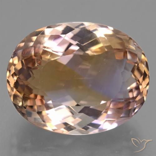24.62 ct Bi-color Ametrine, 20.4 x 16 mm Oval Portuguese Cut From Bolivia, Photo A