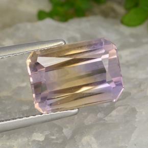 Zweifarbig Ametrin Edelstein - 5.4ct Oktagon Scheren Schliff (ID: 476180)
