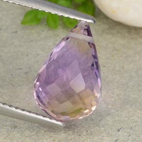 Bicolor Ametrina Gema - 4.9ct Corte Briolette con Agujero (ID: 484323)