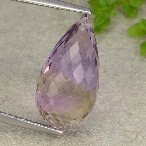 Ametrine bicolore taglio briolette da 10,55 ct dal Brasile, dimensione 18,5x10,1 mm, pietra preziosa naturale non trattati , purezza VVS, Ametrine Taglio briolette con foro da 1 pz, durezza Mohs di 7 adatto per gioielli da indossare ogni giorno, Photo A