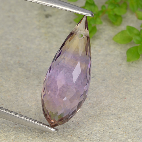 Bi-color Ametrine Gem - 5.6ct Briolette with Hole (ID: 484325)