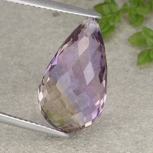Bi-color Ametrine Gem - 9.1ct Briolette with Hole (ID: 484326)