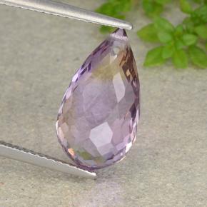 Bi-color Ametrine Gem - 6.4ct Briolette with Hole (ID: 484329)