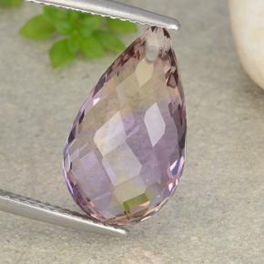 Zweifarbig Ametrin Edelstein - 8.2ct Briolette mit Loch (ID: 484330)