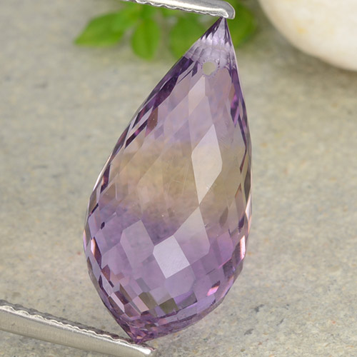 Amétrine Briolette en damier des États-Unis 7,42 ct, dimension 18,2mm, pureté vvs, pierre gemme naturelle Non traité, 1 pièce d'amétrine de couleur Bicolore, dureté Mohs de 7 convient aux bijoux de tous les jours, pierre de sagesse, Photo A