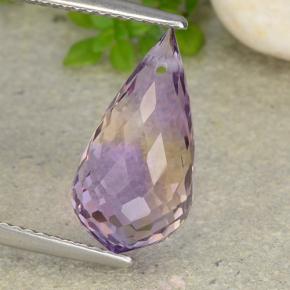 Zweifarbig Ametrin Edelstein - 5.2ct Briolette mit Loch (ID: 484367)
