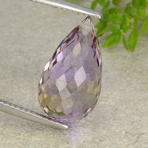 Amétrine Bicolore Briolette 8,61 ct du Brésil, Dimension 16,9mm, Pierre gemme naturelle Non traité, pureté vvs, 1 pièce d'amétrine briolette with hole, dureté de Mohs de 7 convient aux bijoux de tous les jours, pierre de sagesse, Photo A