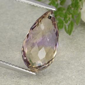 Zweifarbig Ametrin Edelstein - 8.2ct Briolette mit Loch (ID: 484444)