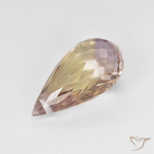 Amétrine Bicolore briolette with hole 16,3mm du Brésil, poids de 5,71 ct, pierre gemme naturelle Non traité de pureté vvs, 1 pièce d'amétrine, couleur : Bicolore, dureté de Mohs de 7 convient aux bijoux de tous les jours, pierre de sagesse, Photo A