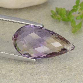7.71 ct Bi-color Ametrine Stone, Natural Ametrine in Briolette with Hole Shape for Sale