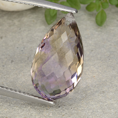 Bi-color Ametrine Gem - 9.1ct Briolette with Hole (ID: 484465)