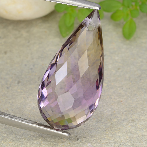 Bi-color Ametrine Gem - 8.4ct Briolette with Hole (ID: 484466)