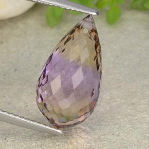 Bicolor Ametrina Gema - 8.9ct Corte Briolette con Agujero (ID: 484472)