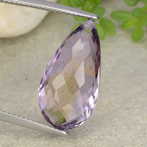 Amétrine Bicolore briolette with hole 19,8mm du Brésil, poids de 10,53 ct, pierre gemme naturelle Non traité de pureté vvs, 1 pièce d'amétrine, couleur : Bicolore, dureté de Mohs de 7 convient aux bijoux de tous les jours, pierre de sagesse, Photo A