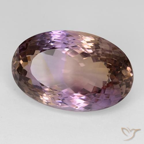 33.42 ct Bi-color Ametrine Stone, Natural Ametrine in Oval Portuguese-Cut Shape for Sale